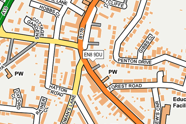 EN8 9DU map - OS OpenMap – Local (Ordnance Survey)