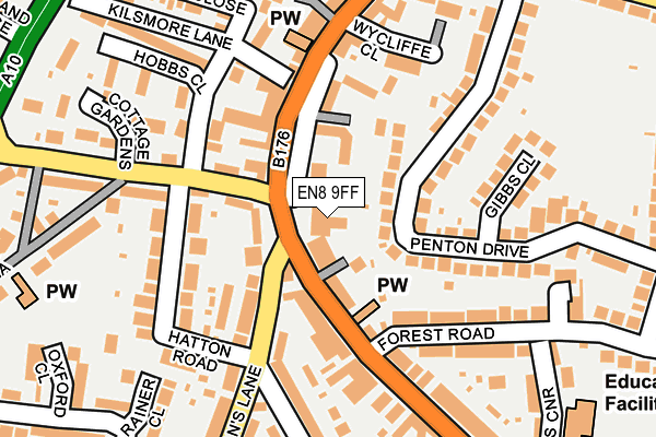 EN8 9FF map - OS OpenMap – Local (Ordnance Survey)