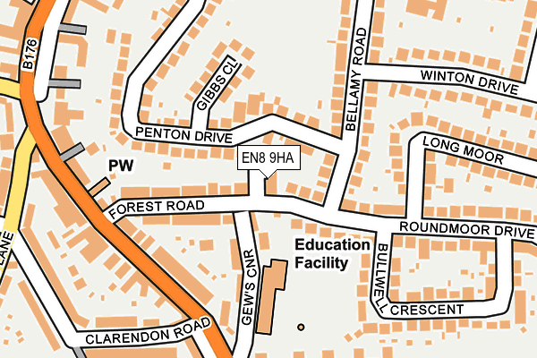 EN8 9HA map - OS OpenMap – Local (Ordnance Survey)