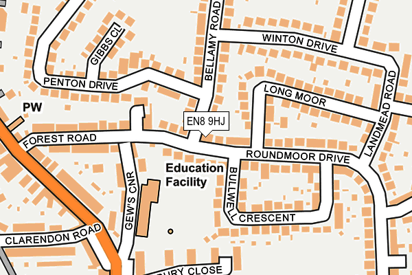 EN8 9HJ map - OS OpenMap – Local (Ordnance Survey)