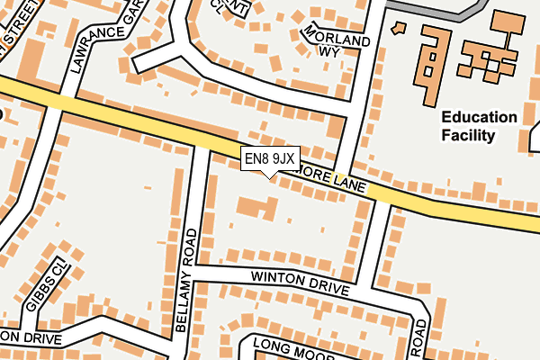 EN8 9JX map - OS OpenMap – Local (Ordnance Survey)