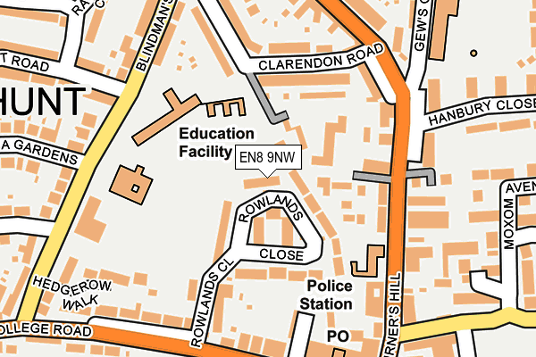 EN8 9NW map - OS OpenMap – Local (Ordnance Survey)