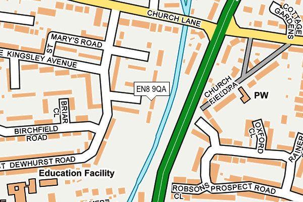 EN8 9QA map - OS OpenMap – Local (Ordnance Survey)