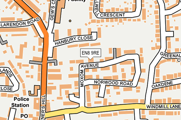 EN8 9RE map - OS OpenMap – Local (Ordnance Survey)