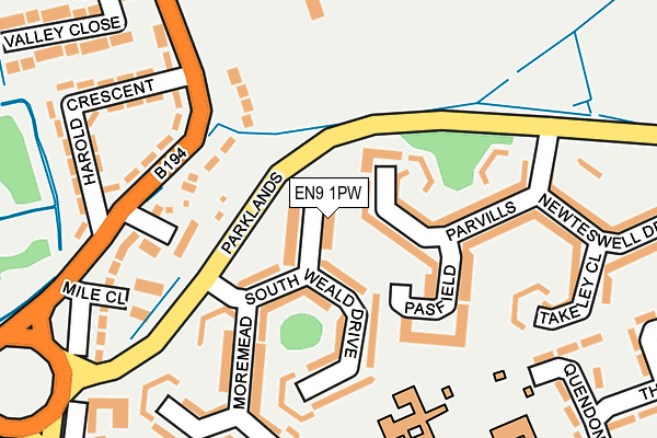 EN9 1PW map - OS OpenMap – Local (Ordnance Survey)