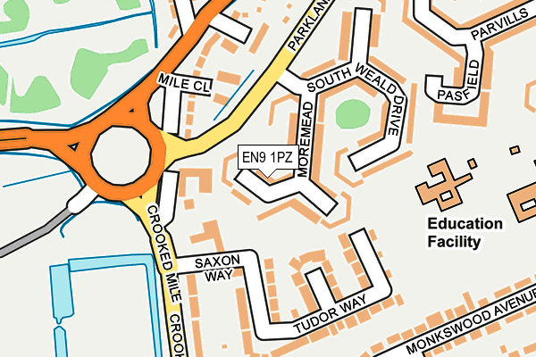 EN9 1PZ map - OS OpenMap – Local (Ordnance Survey)