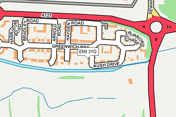 EN9 3YQ map - OS OpenMap – Local (Ordnance Survey)