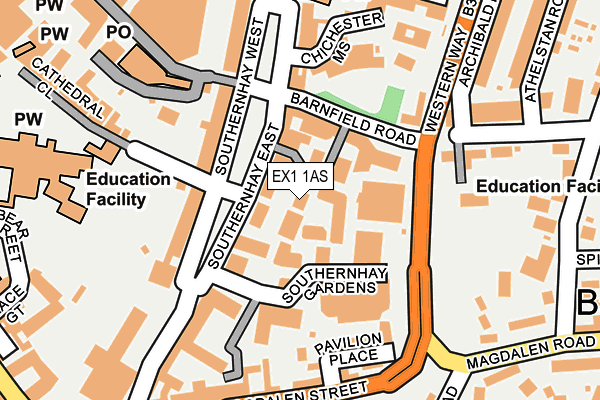 EX1 1AS map - OS OpenMap – Local (Ordnance Survey)