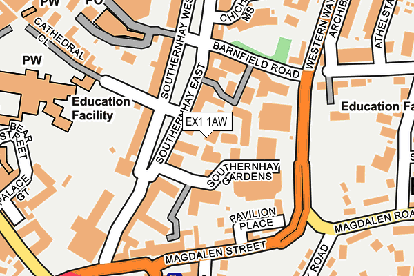 EX1 1AW map - OS OpenMap – Local (Ordnance Survey)