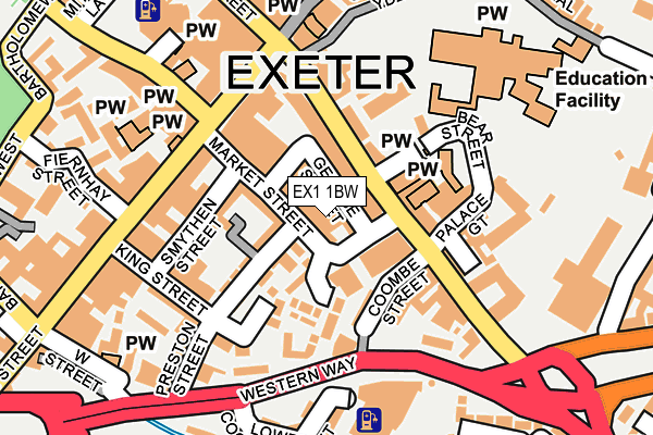 EX1 1BW map - OS OpenMap – Local (Ordnance Survey)