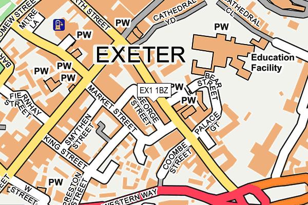 EX1 1BZ map - OS OpenMap – Local (Ordnance Survey)