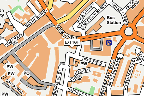 EX1 1GF map - OS OpenMap – Local (Ordnance Survey)