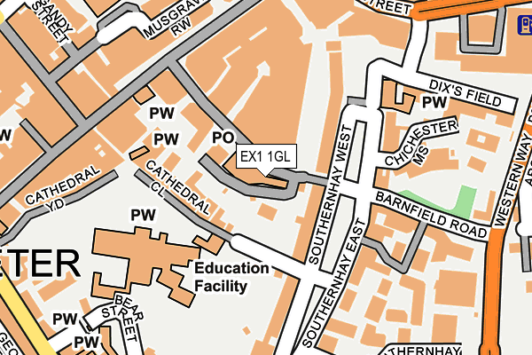 EX1 1GL map - OS OpenMap – Local (Ordnance Survey)