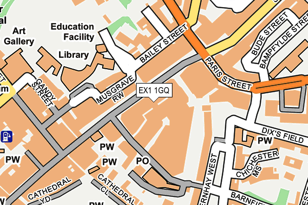 EX1 1GQ map - OS OpenMap – Local (Ordnance Survey)