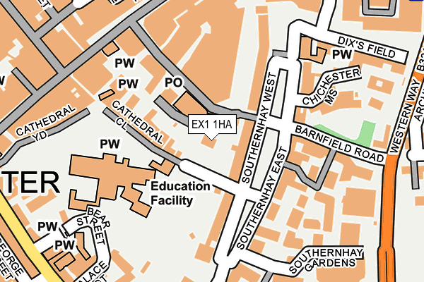 EX1 1HA map - OS OpenMap – Local (Ordnance Survey)