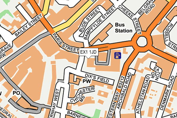 EX1 1JD map - OS OpenMap – Local (Ordnance Survey)