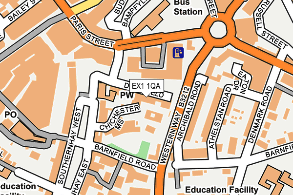 EX1 1QA map - OS OpenMap – Local (Ordnance Survey)