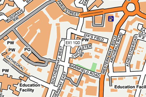 EX1 1QD map - OS OpenMap – Local (Ordnance Survey)