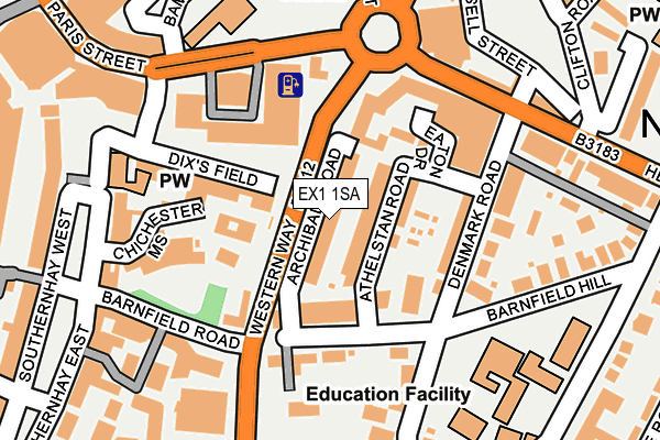 EX1 1SA map - OS OpenMap – Local (Ordnance Survey)