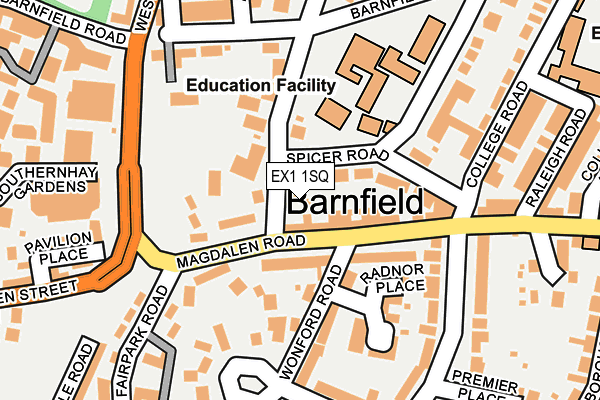 EX1 1SQ map - OS OpenMap – Local (Ordnance Survey)