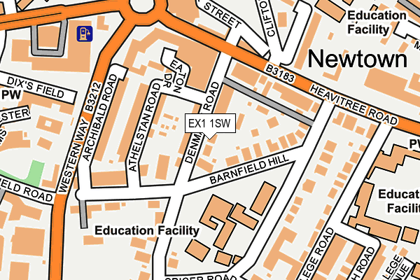 EX1 1SW map - OS OpenMap – Local (Ordnance Survey)