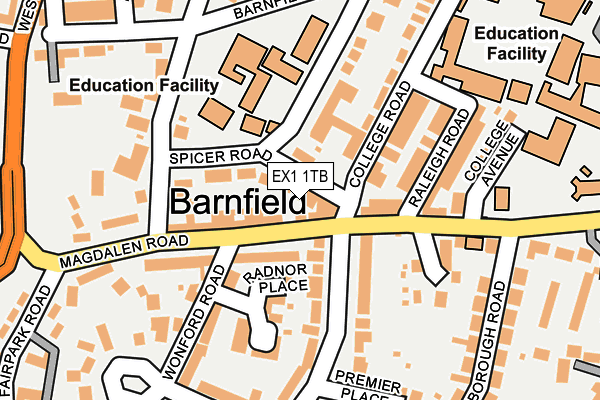 EX1 1TB map - OS OpenMap – Local (Ordnance Survey)