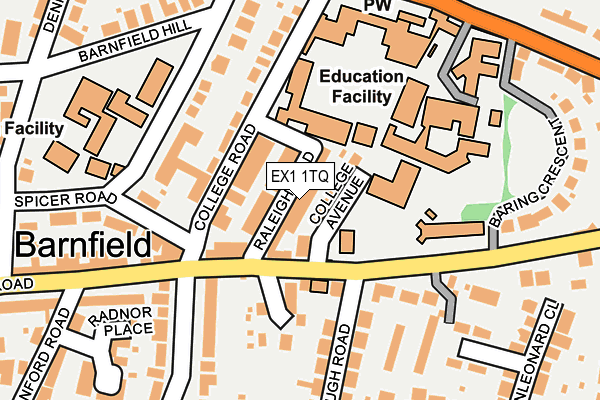 EX1 1TQ map - OS OpenMap – Local (Ordnance Survey)