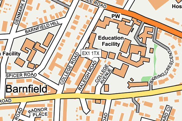 EX1 1TX map - OS OpenMap – Local (Ordnance Survey)