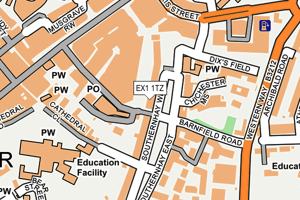 EX1 1TZ map - OS OpenMap – Local (Ordnance Survey)