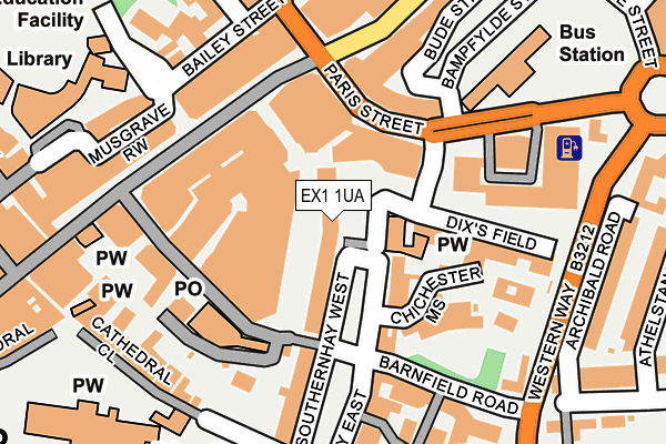 EX1 1UA map - OS OpenMap – Local (Ordnance Survey)