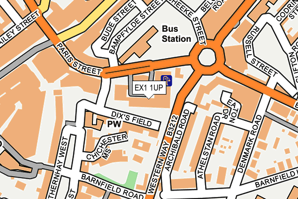 EX1 1UP map - OS OpenMap – Local (Ordnance Survey)