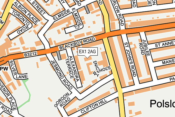 EX1 2AG map - OS OpenMap – Local (Ordnance Survey)