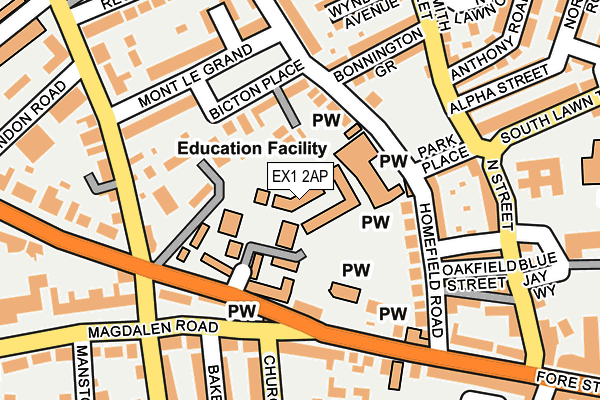 EX1 2AP map - OS OpenMap – Local (Ordnance Survey)