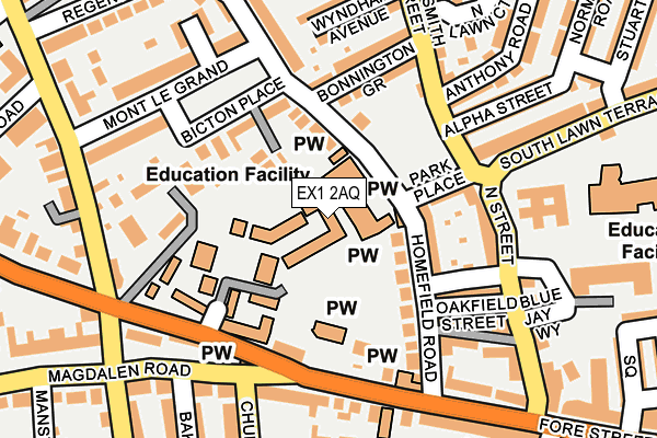 EX1 2AQ map - OS OpenMap – Local (Ordnance Survey)