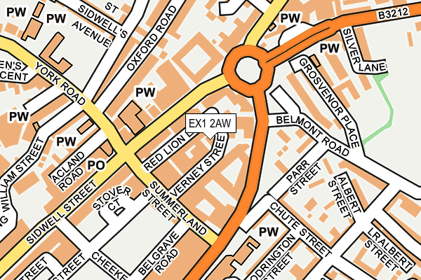 EX1 2AW map - OS OpenMap – Local (Ordnance Survey)
