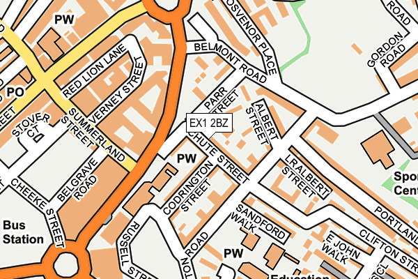 EX1 2BZ map - OS OpenMap – Local (Ordnance Survey)