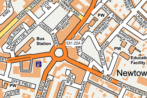EX1 2DA map - OS OpenMap – Local (Ordnance Survey)