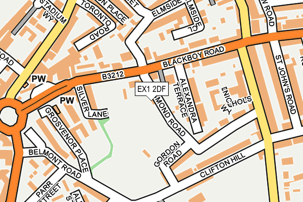 EX1 2DF map - OS OpenMap – Local (Ordnance Survey)