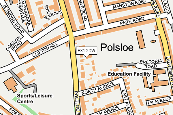 EX1 2DW map - OS OpenMap – Local (Ordnance Survey)