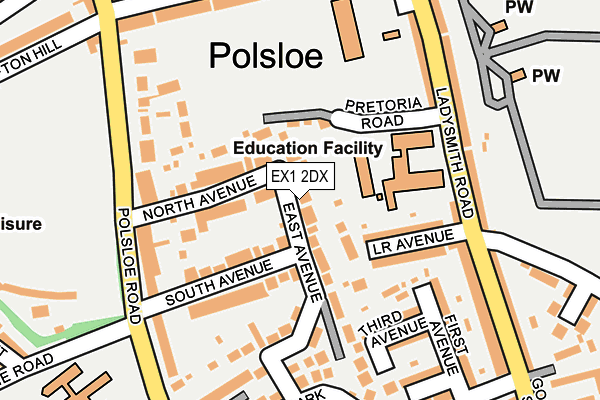 EX1 2DX map - OS OpenMap – Local (Ordnance Survey)