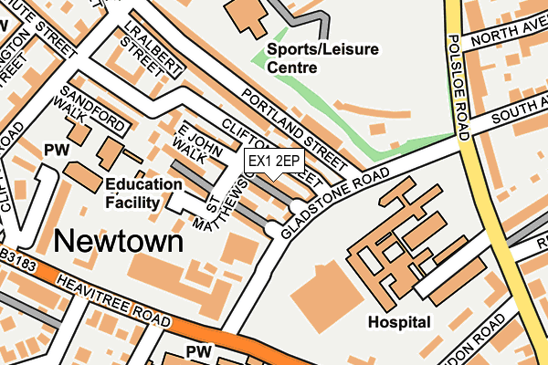 EX1 2EP map - OS OpenMap – Local (Ordnance Survey)