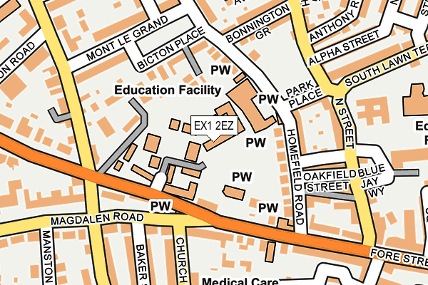 EX1 2EZ map - OS OpenMap – Local (Ordnance Survey)