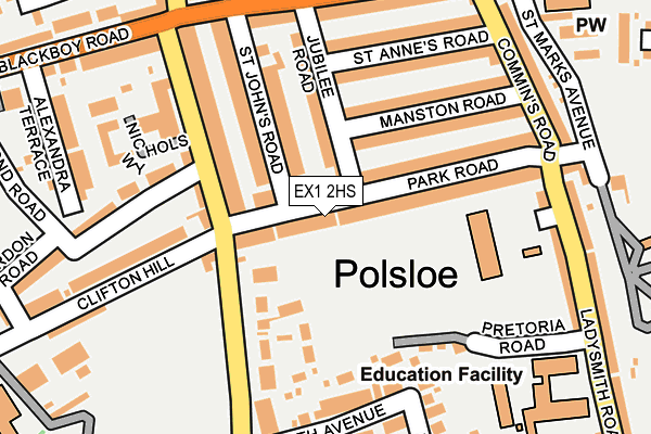 EX1 2HS map - OS OpenMap – Local (Ordnance Survey)