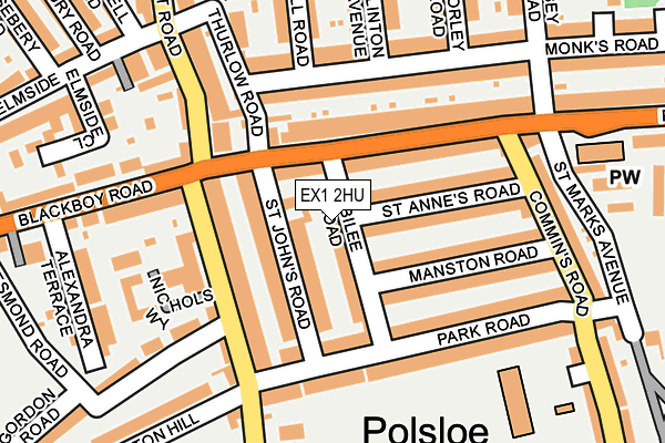 EX1 2HU map - OS OpenMap – Local (Ordnance Survey)