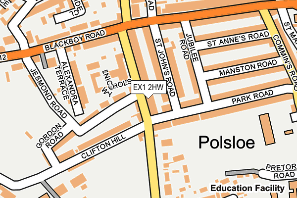 EX1 2HW map - OS OpenMap – Local (Ordnance Survey)