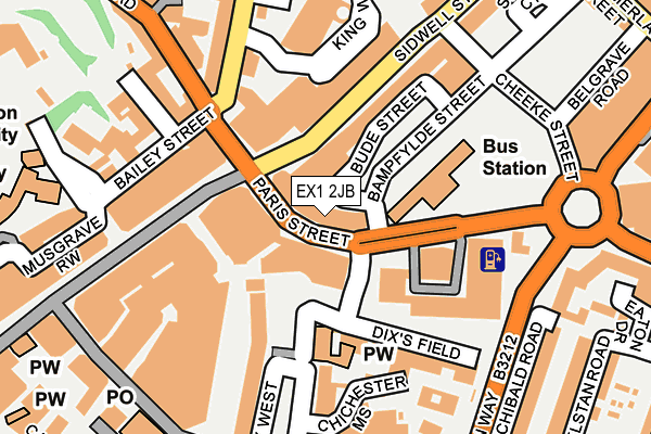 EX1 2JB map - OS OpenMap – Local (Ordnance Survey)