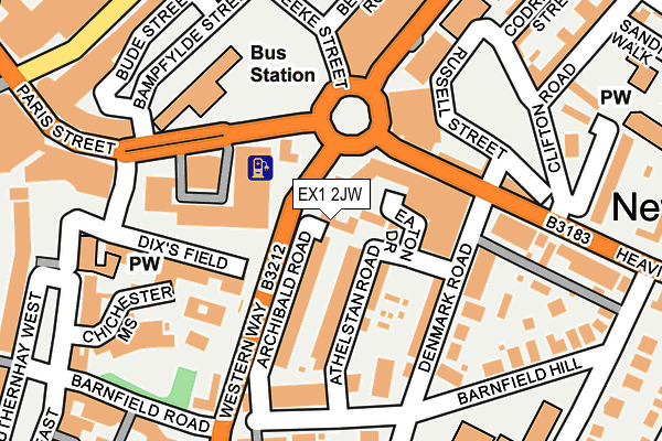 EX1 2JW map - OS OpenMap – Local (Ordnance Survey)