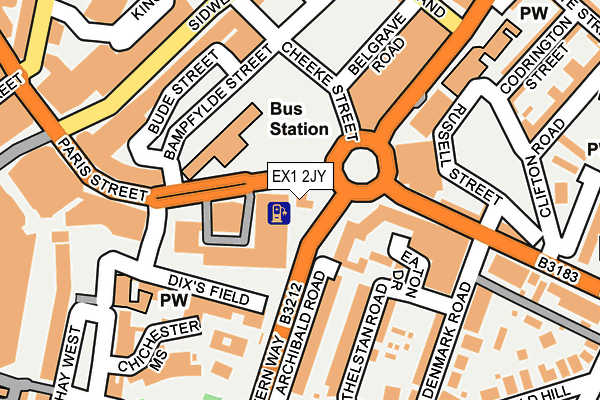 EX1 2JY map - OS OpenMap – Local (Ordnance Survey)