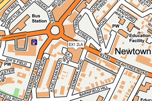 EX1 2LA map - OS OpenMap – Local (Ordnance Survey)