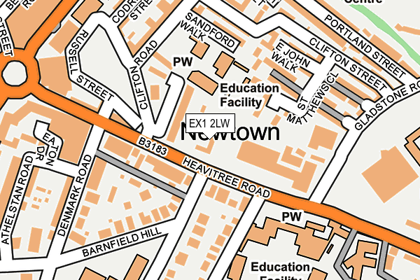 EX1 2LW map - OS OpenMap – Local (Ordnance Survey)